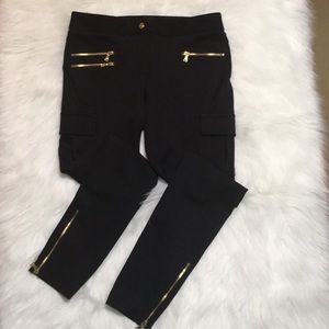 Express black pants gold zippers size 4 sidepocket